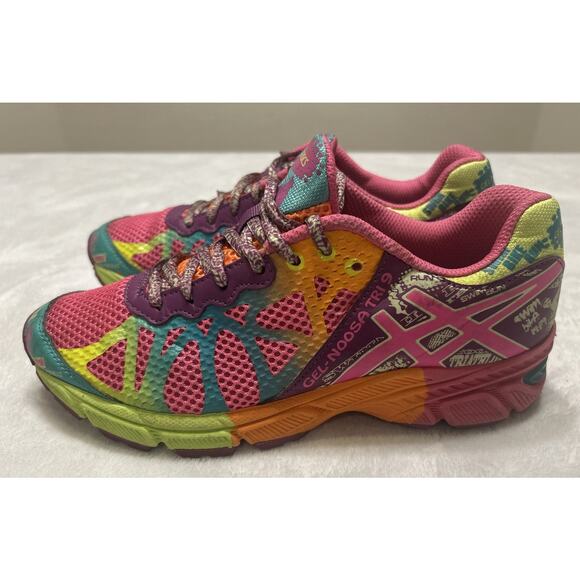 ASICS Womens Gel Noosa Tri 9 Size 5.5 Running Shoes Multicolor Green C401N - Picture 4 of 9
